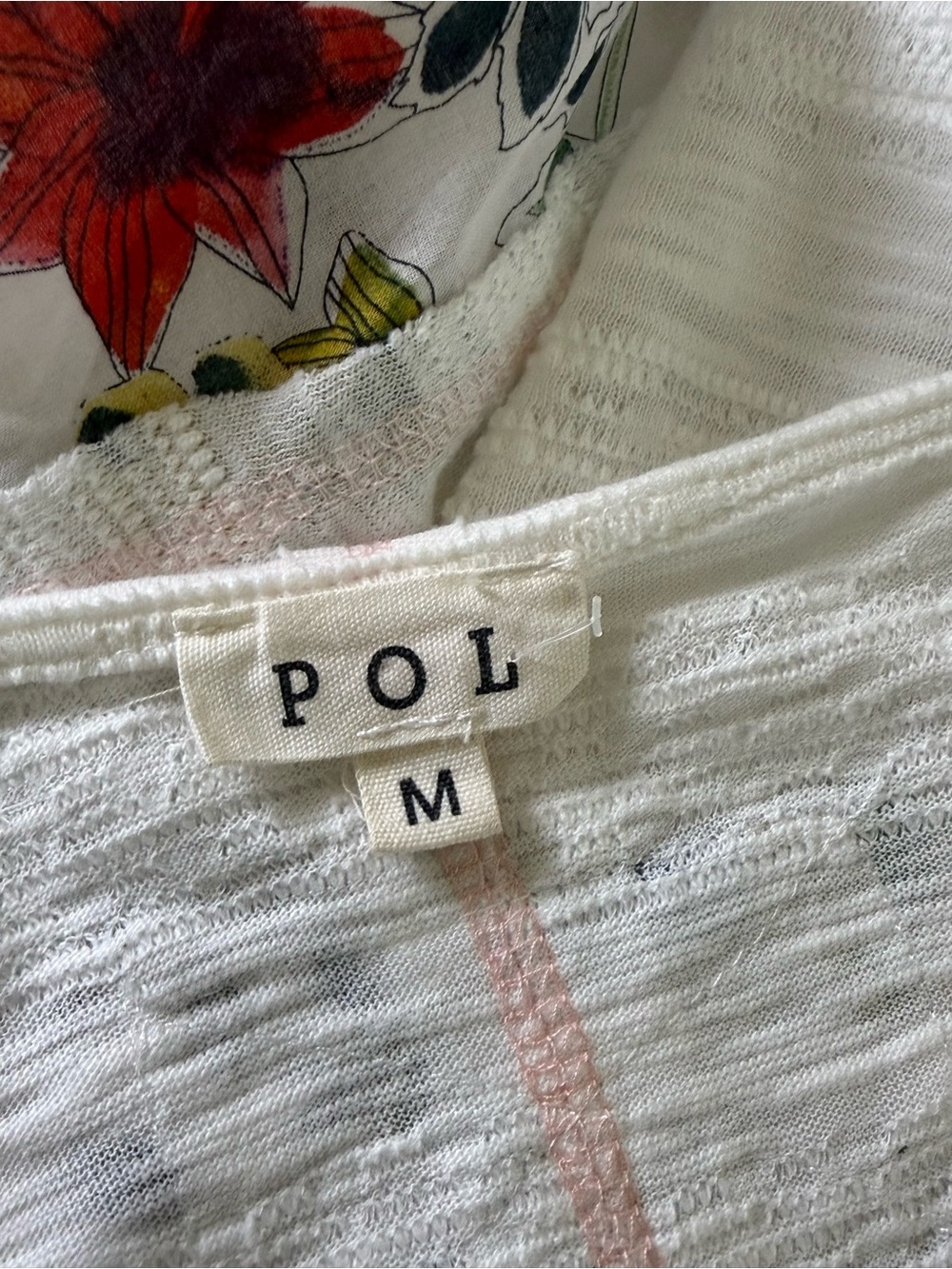POL Multicolor Floral V-Neck Oversized Slub Knit Star Patch Pull Over Top Size M - Picture 8 of 10